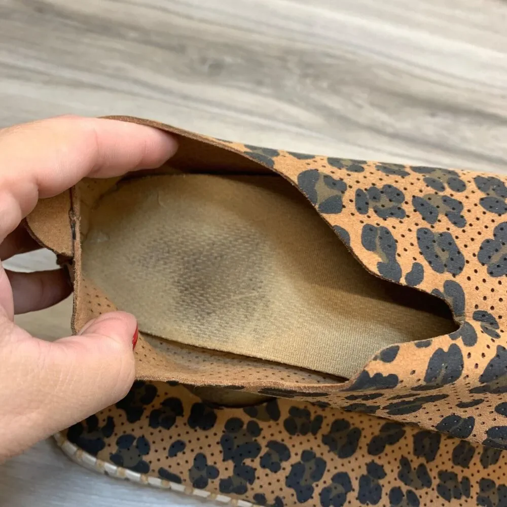 Ilse Jacobsen Hornbaek Latte Leopard Print Perforated Women Slip On 37 / 6.5 - 7